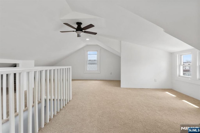 49 Oakwood Ave, Bloomfield, NJ 07003 - bonus room with carpet flooring, a ceiling fan, and vaulted ceiling