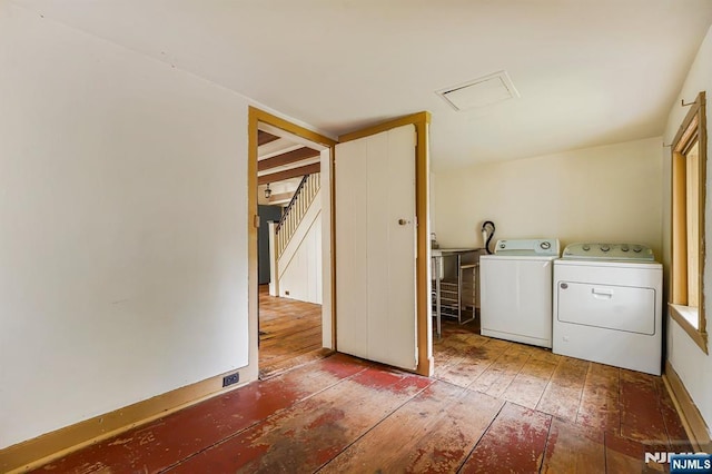 58 Maple Ave, Montville Township, NJ 07058 - washroom with washing machine and clothes dryer and wood-type flooring