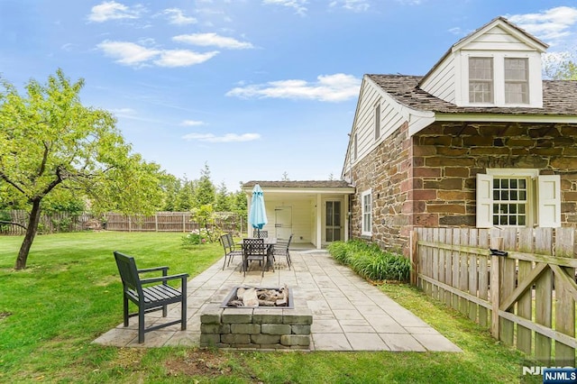 58 Maple Ave, Montville Township, NJ 07058 - view of yard with a fire pit and a patio area