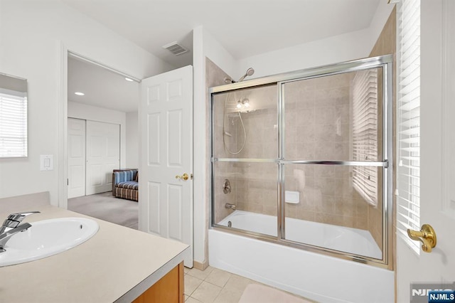8 Pine Lake Ter Unit T008, River Vale, NJ 07675 - full bath with vanity, bath / shower combo with glass door, and tile patterned flooring