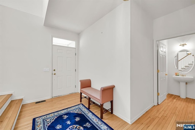 8 Pine Lake Ter Unit T008, River Vale, NJ 07675 - entryway with wood-type flooring, baseboards, and stairs