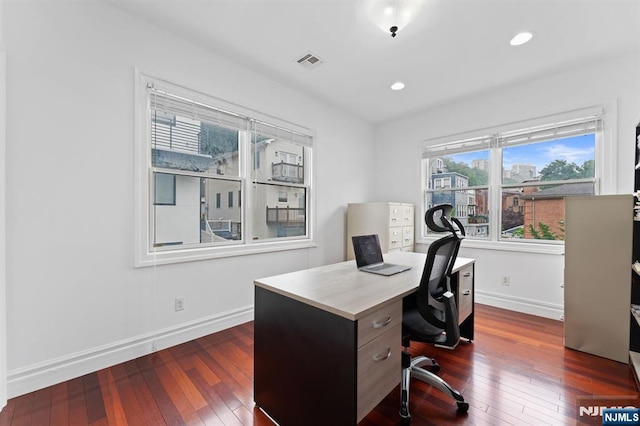 52 Myrtle Ave Unit B, Edgewater, NJ 07020 - office space featuring dark wood-type flooring, baseboards, and recessed lighting