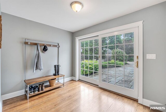 173 Sheridan Ave, Ho-Ho-Kus, NJ 07423 - doorway to outside featuring baseboards and wood finished floors
