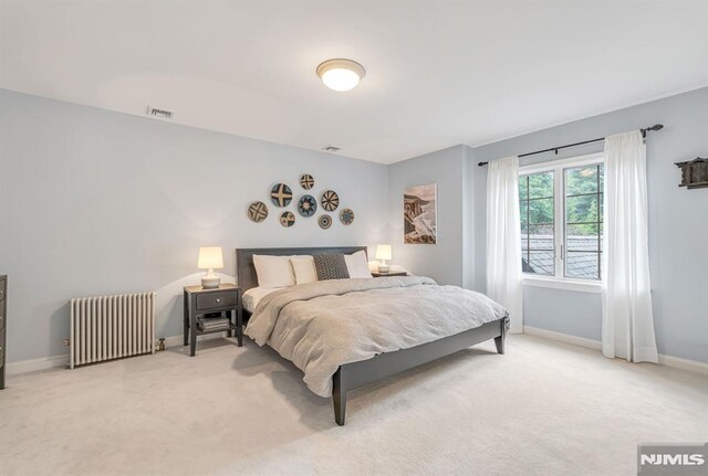 173 Sheridan Ave, Ho-Ho-Kus, NJ 07423 - bedroom with radiator heating unit, baseboards, and light colored carpet