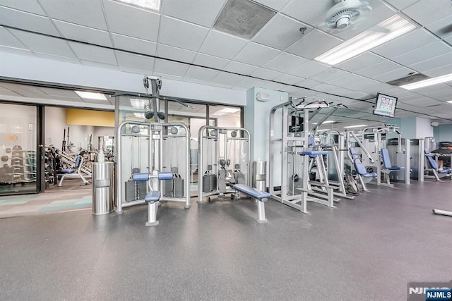 7004 E Kennedy Blvd Unit 28C, Guttenberg, NJ 07093 - gym with a paneled ceiling