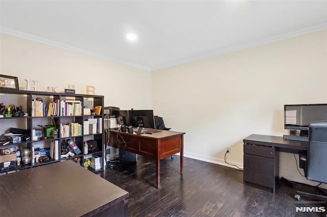 45 Longridge Rd, Montvale, NJ 07645 - office area with crown molding, wood finished floors, and baseboards