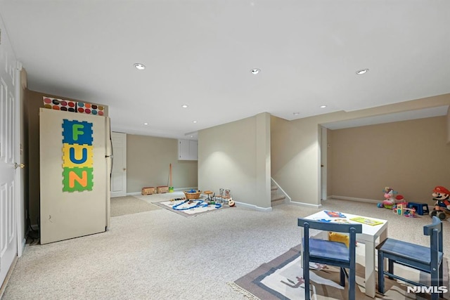 68 Birch St, Ramsey, NJ 07446 - recreation room featuring carpet, recessed lighting, and baseboards