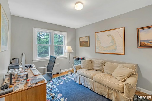 151 Palisade Ave Unit C8, Englewood, NJ 07631 - home office featuring radiator, wood finished floors, and baseboards