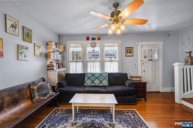 11 Harrington St, Hillsdale, NJ 07642 - living area with wood finished floors and ceiling fan