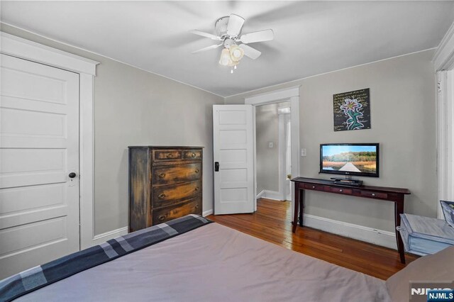 11 Harrington St, Hillsdale, NJ 07642 - bedroom with wood finished floors, baseboards, and a ceiling fan