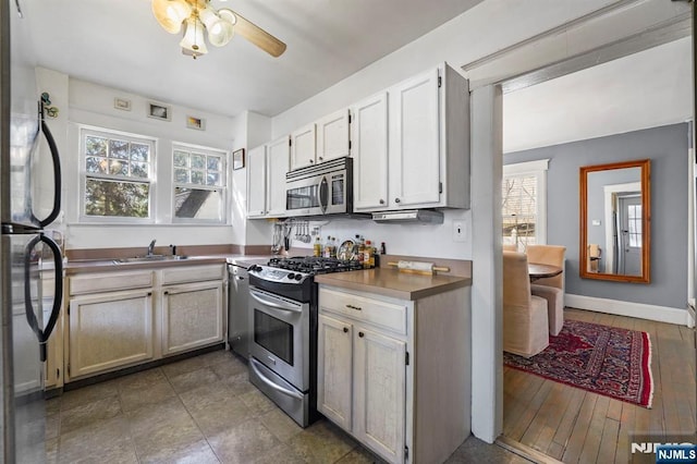 11 Harrington St, Hillsdale, NJ 07642 - kitchen with appliances with stainless steel finishes, a sink, plenty of natural light, and ceiling fan