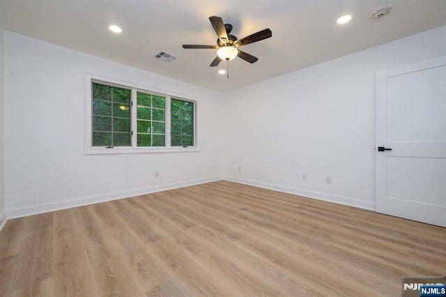 3 Bradshaw Ct Unit 509, Hillsdale, NJ 07642 - unfurnished room featuring a smoke detector, ceiling fan, recessed lighting, light wood finished floors, and baseboards
