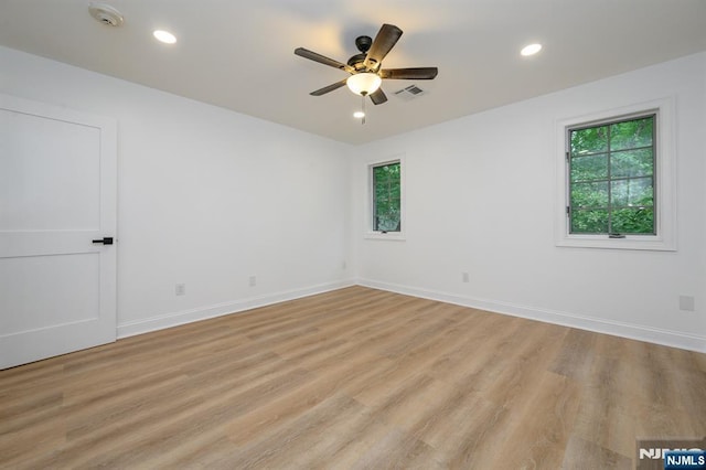 3 Bradshaw Ct Unit 509, Hillsdale, NJ 07642 - unfurnished room featuring a ceiling fan, light wood-style flooring, a smoke detector, baseboards, and recessed lighting