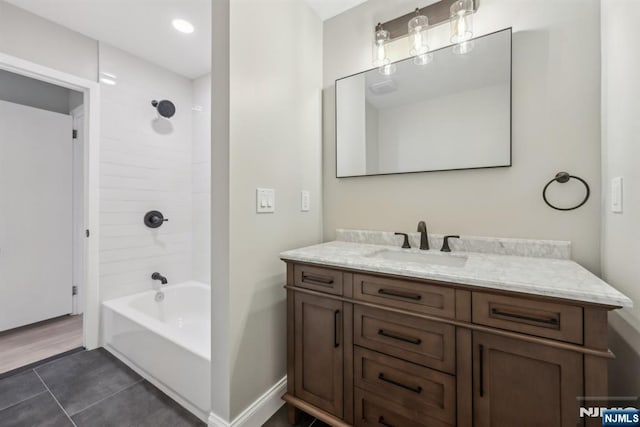 444 Black Oak Ridge Rd, Wayne, NJ 07470 - full bath featuring vanity, tub / shower combination, and tile patterned floors