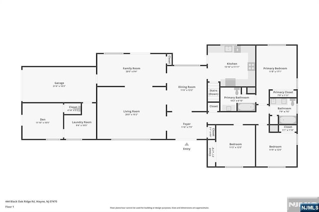 444 Black Oak Ridge Rd, Wayne, NJ 07470 - property floor plan