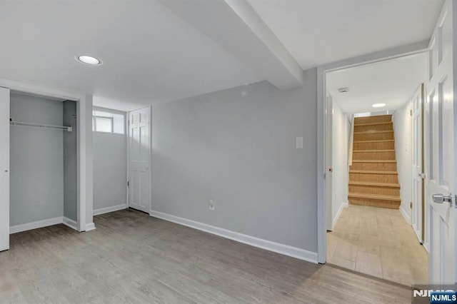 128 Prospect, Midland Park, NJ 07432 - unfurnished bedroom with wood finished floors, baseboards, recessed lighting, and a closet