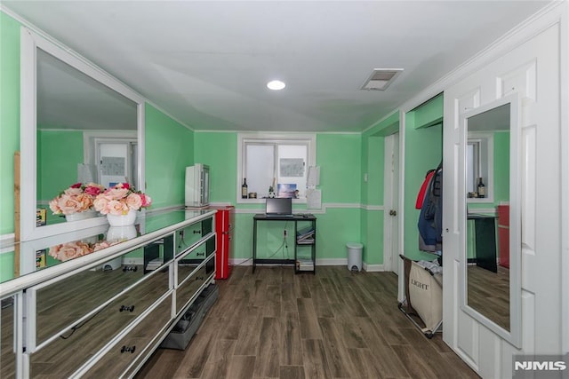4310 Newkirk Ave, North Bergen, NJ 07047 - interior space with dark wood finished floors, baseboards, crown molding, and recessed lighting