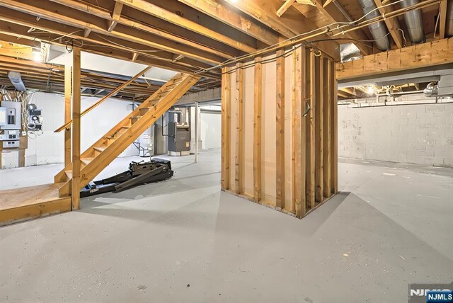114 Summit Cross, Rutherford, NJ 07070 - unfinished below grade area featuring heating unit and stairs