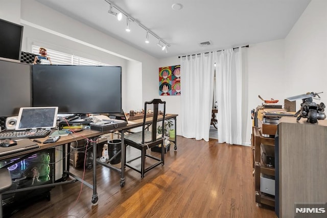 755 Jefferson Ave, Cliffside Park, NJ 07010 - home office with wood finished floors and rail lighting