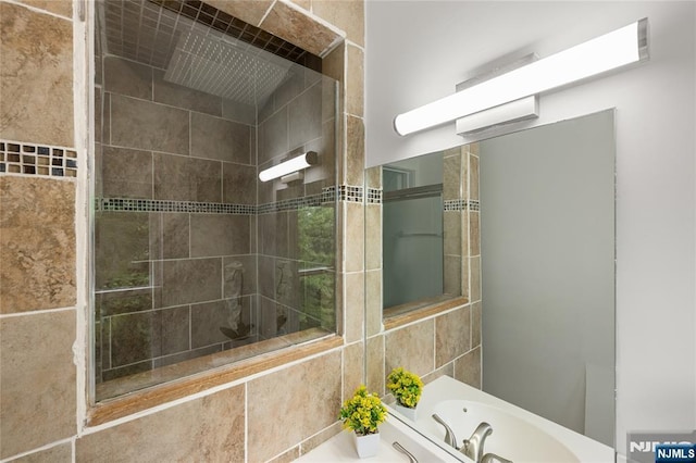41 Oakland Ave, Westwood, NJ 07675 - bathroom with a bath, a tile shower, and a sink