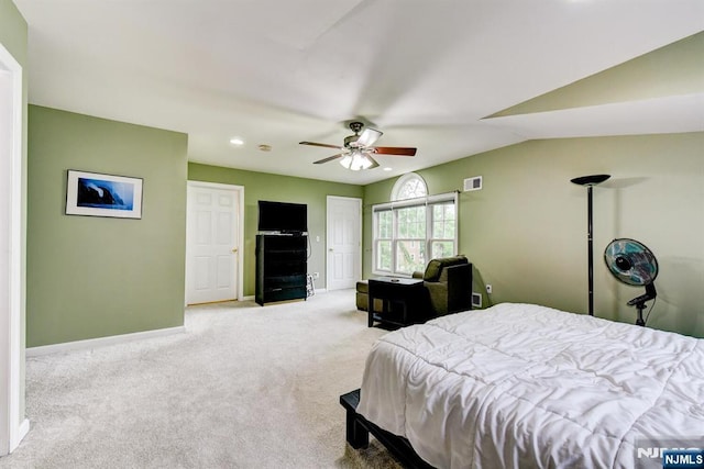 25 Fern Ter, Wayne, NJ 07470 - carpeted bedroom featuring baseboards, recessed lighting, vaulted ceiling, and ceiling fan