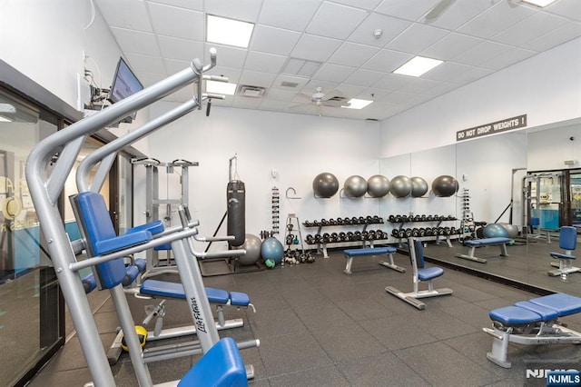 7004JFKB 70th Unit 40G, Guttenberg, NJ 07093 - exercise room with a drop ceiling