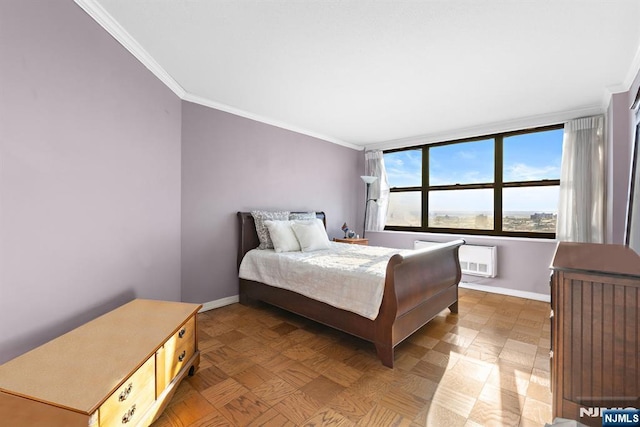 7004JFKB 70th Unit 40G, Guttenberg, NJ 07093 - bedroom featuring ornamental molding and baseboards
