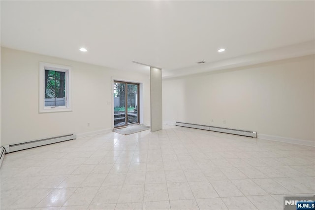 445B 7th St Unit B, Palisades Park, NJ 07650 - spare room with a baseboard heating unit, recessed lighting, and light tile patterned floors