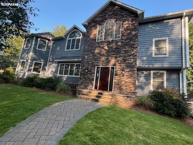 87 Skytop Dr, Mahwah, NJ 07430 - view of front of property featuring a front yard and stone siding