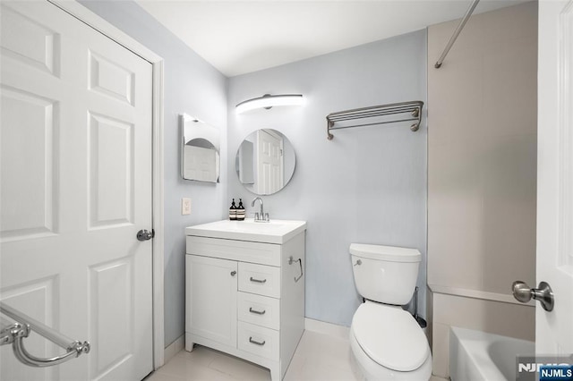 32 Mallard Ct, Englewood, NJ 07631 - full bath with vanity, toilet, baseboards, tile patterned floors, and shower / bath combination