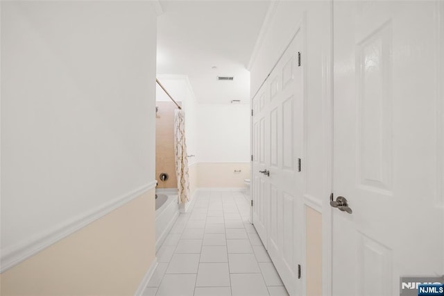 3326 Riverview Ave Unit 326, Englewood, NJ 07631 - hallway with light tile patterned flooring, crown molding, and baseboards