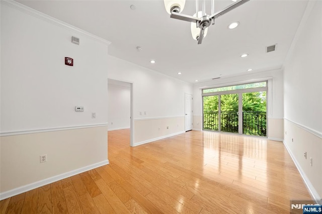 3326 Riverview Ave Unit 326, Englewood, NJ 07631 - spare room with crown molding, baseboards, light wood-style floors, and recessed lighting