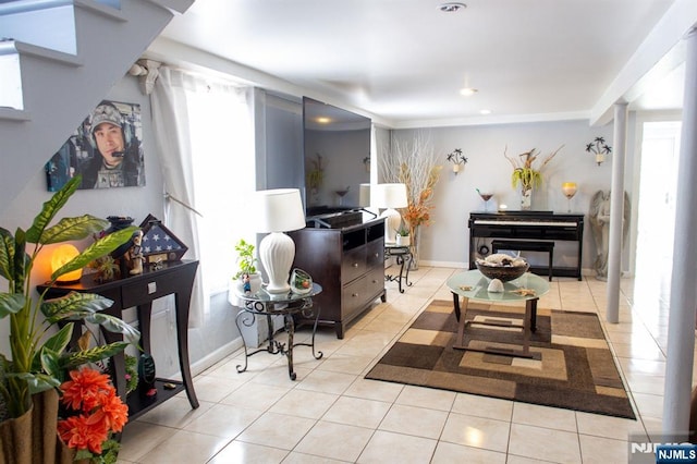 332 Summer St, Clifton, NJ 07011 - tiled living area with recessed lighting and baseboards