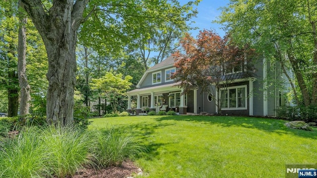 43 Heights Rd, Allendale, NJ 07401 - view of front of property featuring a front lawn and covered porch
