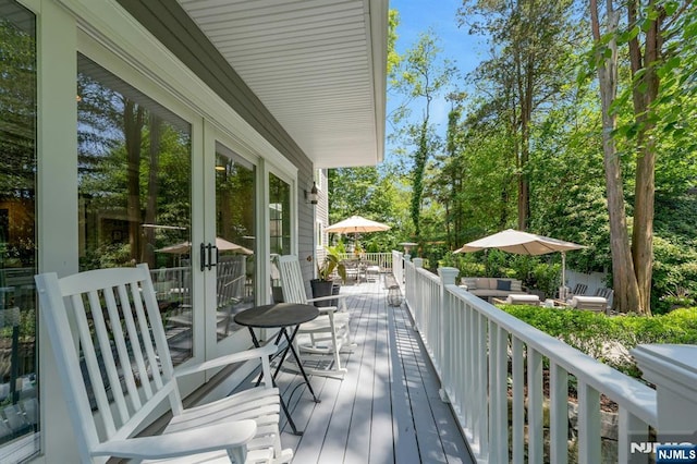 43 Heights Rd, Allendale, NJ 07401 - wooden terrace featuring outdoor dining space