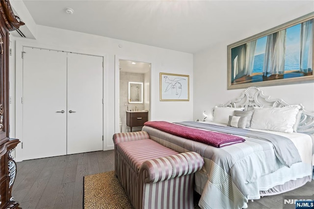 320 Adolphus Ave Unit 702, Cliffside Park, NJ 07010 - bedroom with hardwood / wood-style flooring, connected bathroom, and a closet
