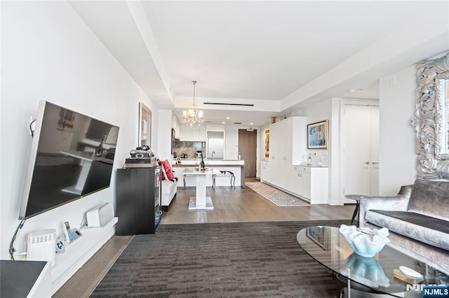 320 Adolphus Ave Unit 702, Cliffside Park, NJ 07010 - living room with a chandelier and wood finished floors