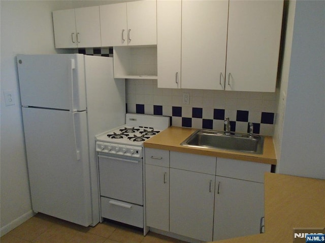 1 Wall St Unit 8-C, Fort Lee, NJ 07024 - kitchen with white appliances, decorative backsplash, white cabinetry, and light countertops