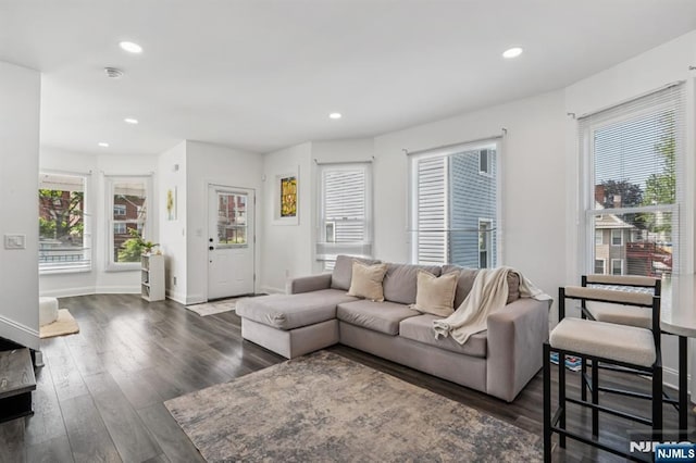 31 Vanderbeck Pl, Hackensack, NJ 07601 - living room with recessed lighting, wood finished floors, and baseboards