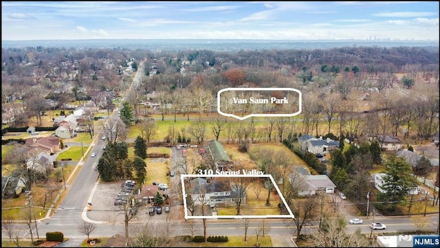 310 Spring Valley Rd, Paramus, NJ 07652 - aerial overview of property's location featuring property parcel outlined