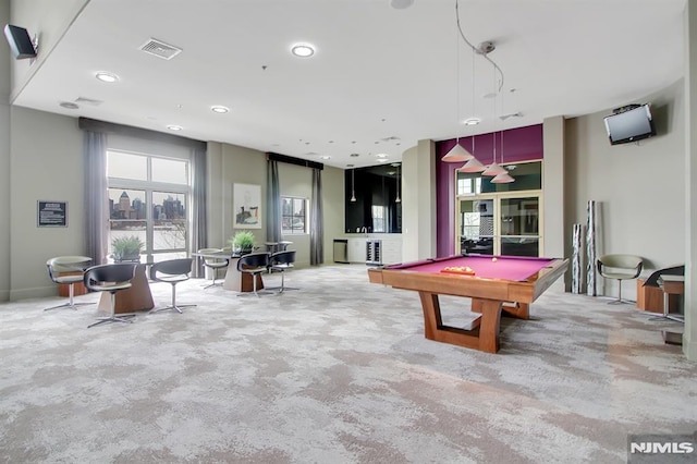 24 Ave At Port Imperial Unit 416, West New York, NJ 07093 - recreation room with carpet floors, billiards table, and recessed lighting