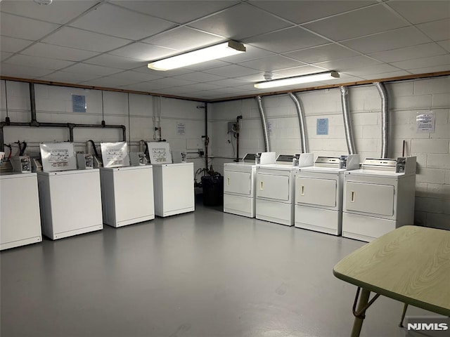 346 Maple Unit 3, Oradell, NJ 07649 - shared laundry featuring separate washer and dryer and concrete block wall