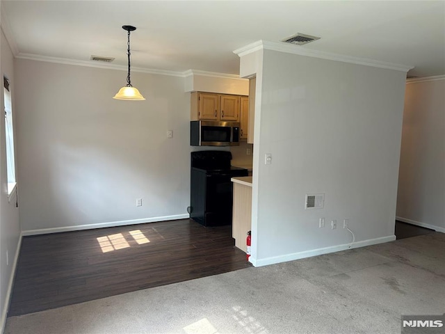 346 Maple Unit 3, Oradell, NJ 07649 - unfurnished living room featuring ornamental molding and dark wood finished floors