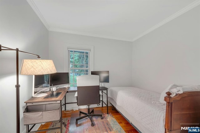 193 S Franklin Tpke, Ramsey, NJ 07446 - bedroom with ornamental molding, wood finished floors, and an office area