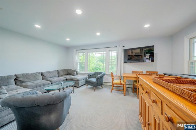 193 S Franklin Tpke, Ramsey, NJ 07446 - living area with recessed lighting, light carpet, and healthy amount of natural light