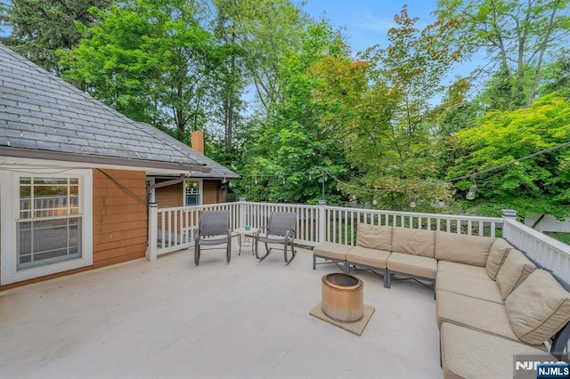 193 S Franklin Tpke, Ramsey, NJ 07446 - view of patio / terrace with an outdoor hangout area and view of wooded area