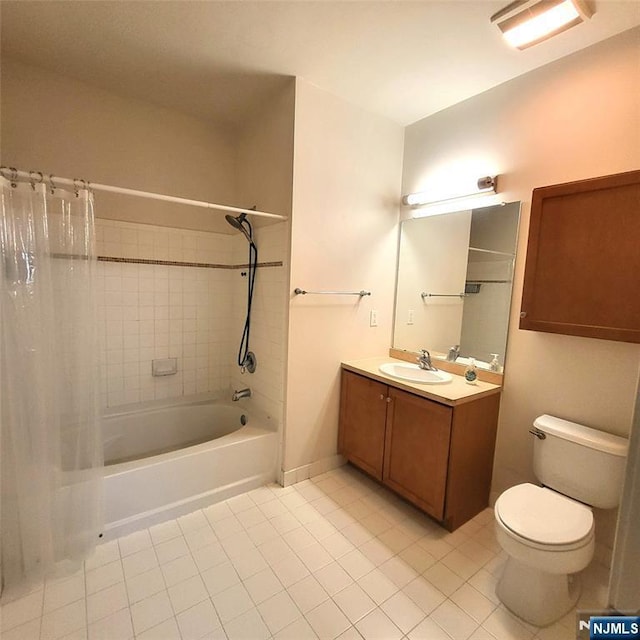 26 Ave At Port Imperial Unit 210, West New York, NJ 07093 - full bath with tile patterned floors, toilet, shower / bath combination with curtain, and vanity