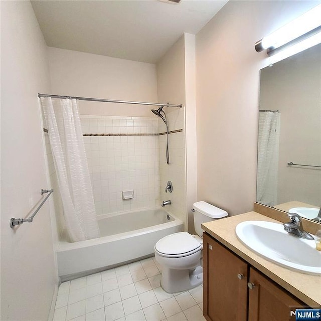 26 Ave At Port Imperial Unit 210, West New York, NJ 07093 - full bathroom with shower / bath combination with curtain, toilet, vanity, and tile patterned floors