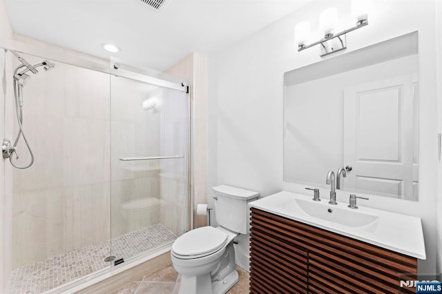 56 Knoll Rd, Tenafly, NJ 07670 - bathroom with toilet, a stall shower, vanity, and tile patterned floors