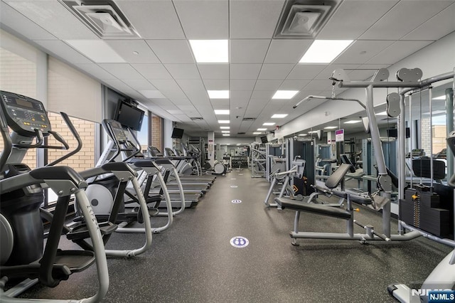 800 Palisade Ave Unit 1804, Fort Lee, NJ 07024 - exercise room with a drop ceiling